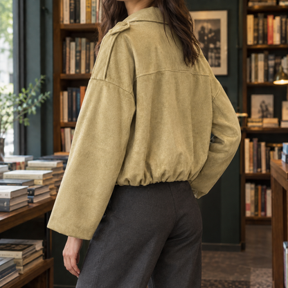 Selene | Bomber Oversize Effetto Suede con Orlo a Palloncino