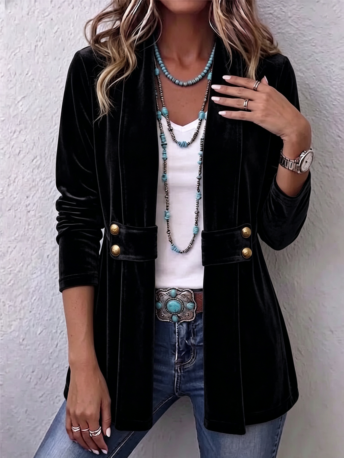 Katrin™ | Blazer Aperto con Brillantezza