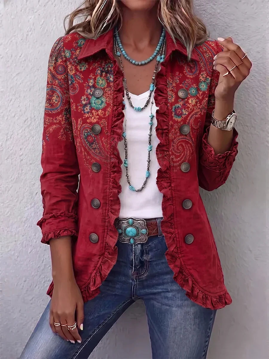 Birgit™ | Blazer Rosso con Paisley