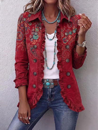 Birgit™ | Blazer Rosso con Paisley