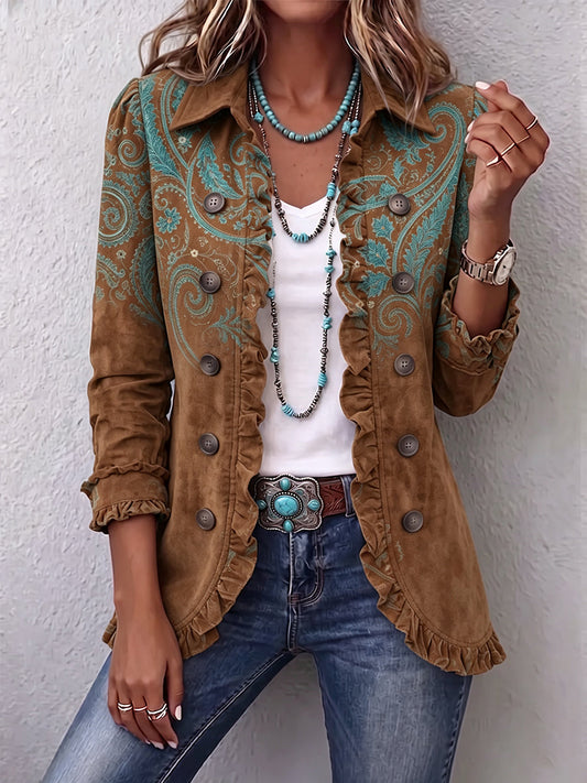 Ilse™ | Blazer in Marrone con Paisley Turchese