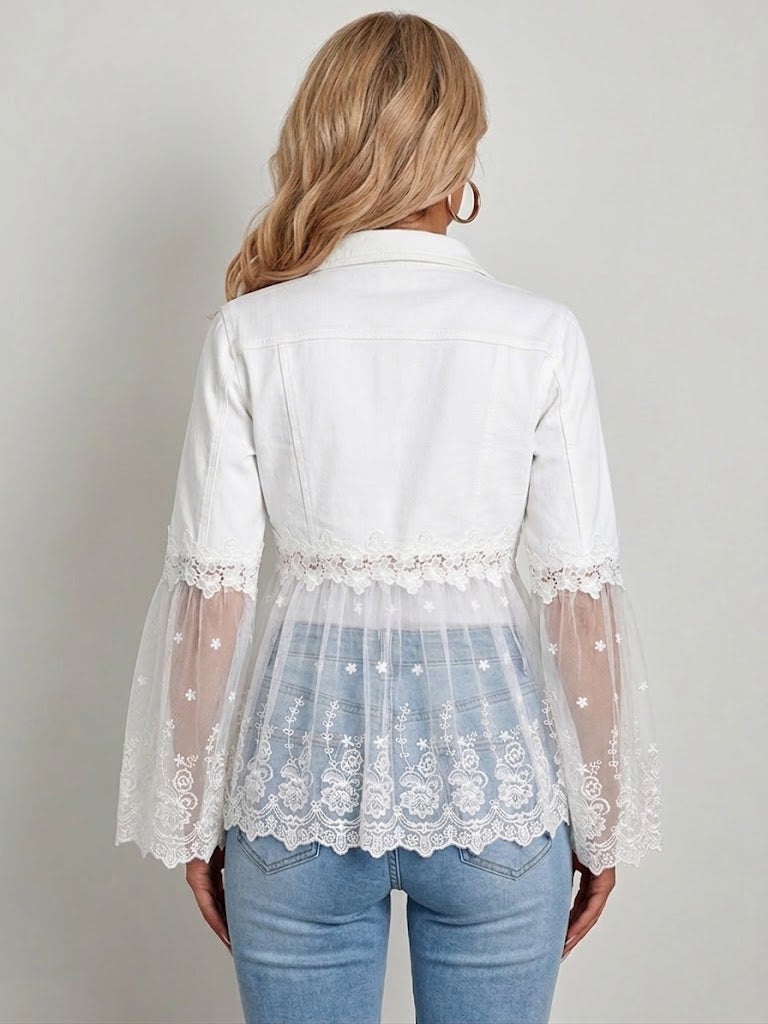 Susanne™ | Giacca bianca con volant traforato