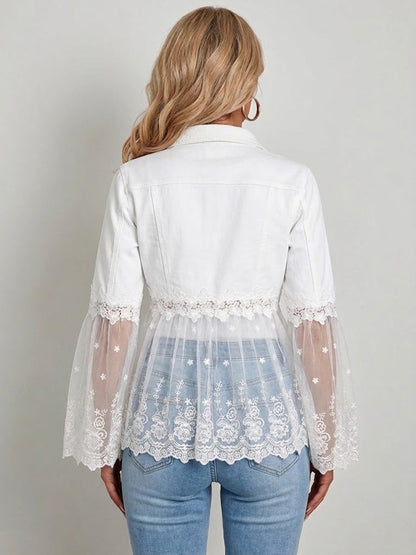 Susanne™ | Giacca bianca con volant traforato