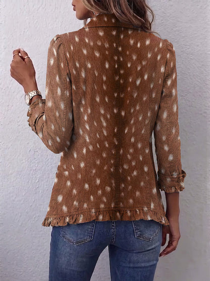 Nicole™ | Blazer in Marrone con Stampa a Pois