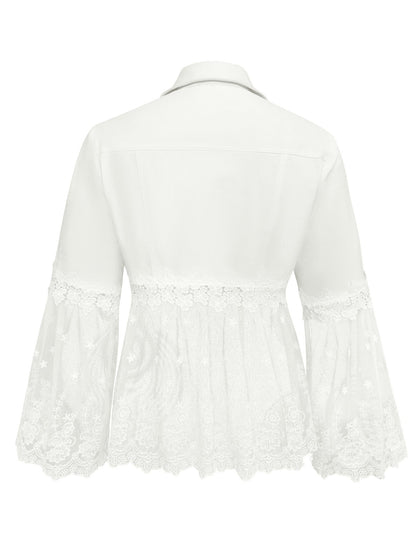 Susanne™ | Giacca bianca con volant traforato