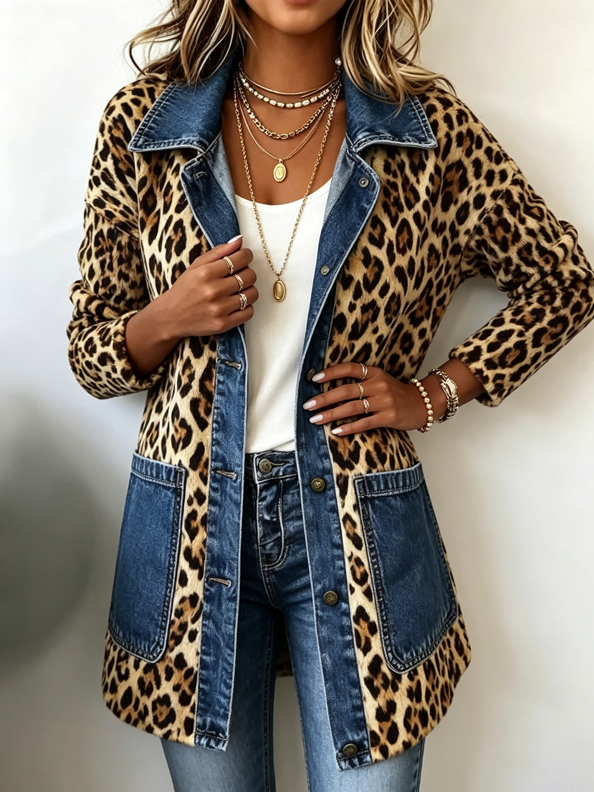 Regina™ | Giacca lunga con stampa leopardata