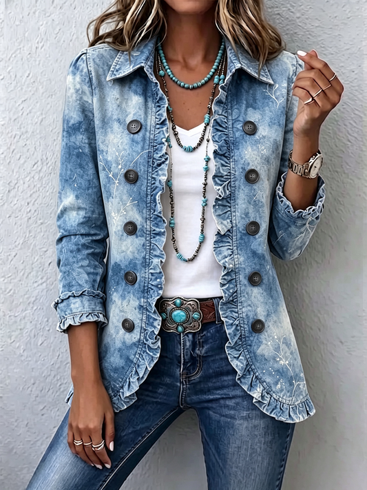 Kerstin™ | Blazer in Azzurro Chiaro con Effetto Batik