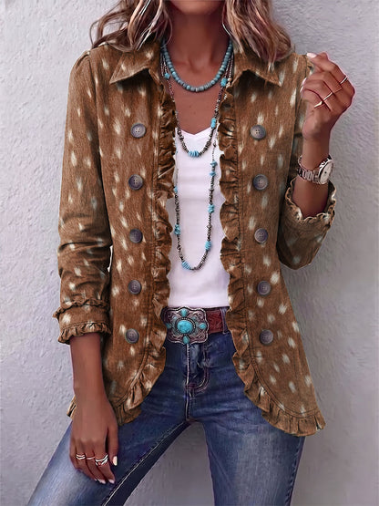 Nicole™ | Blazer in Marrone con Stampa a Pois