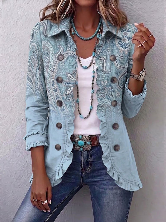 Cornelia™ | Blazer in Azzurro Chiaro con Paisley