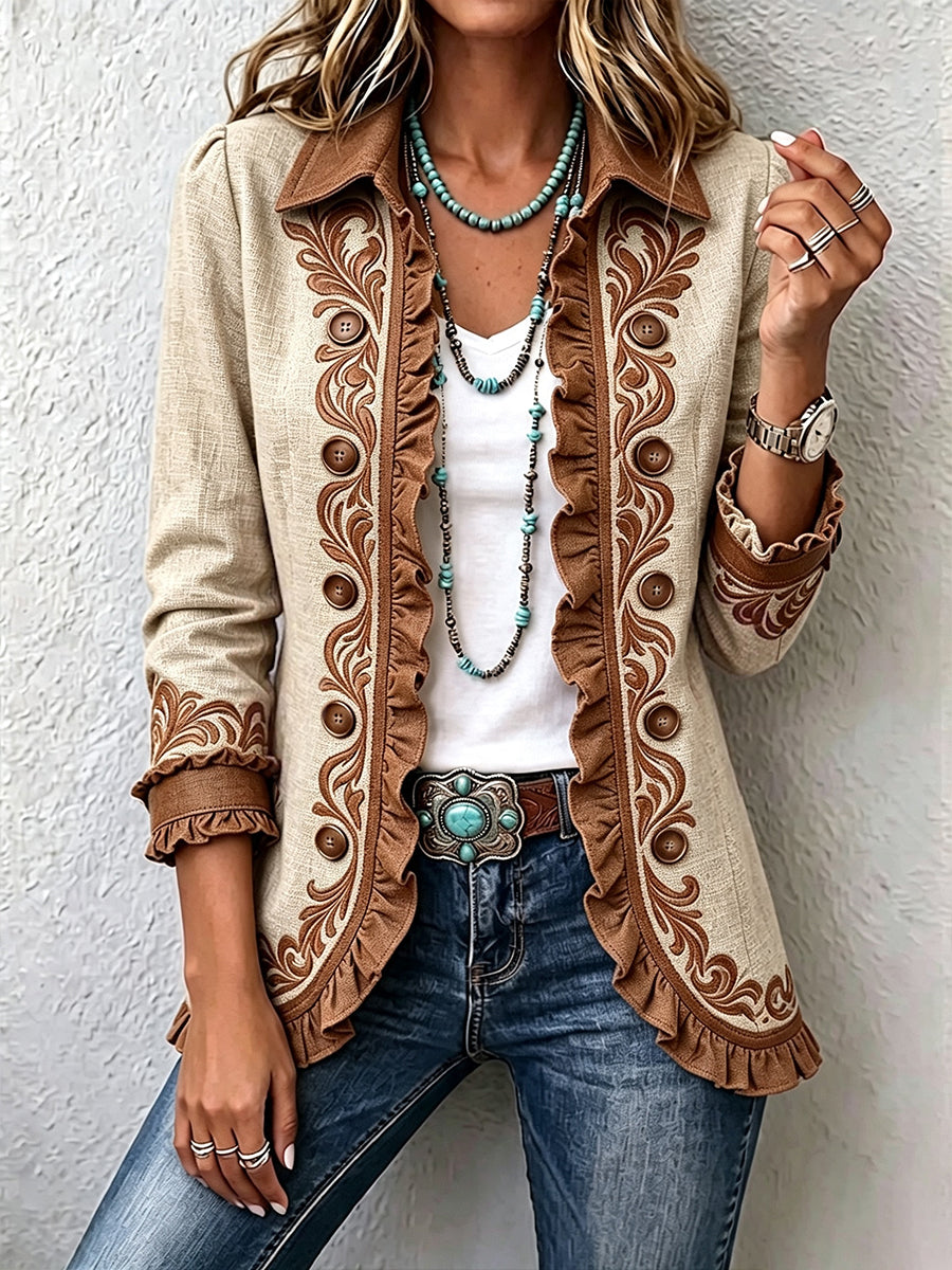 Heike™ | Blazer in Crema con Bordo