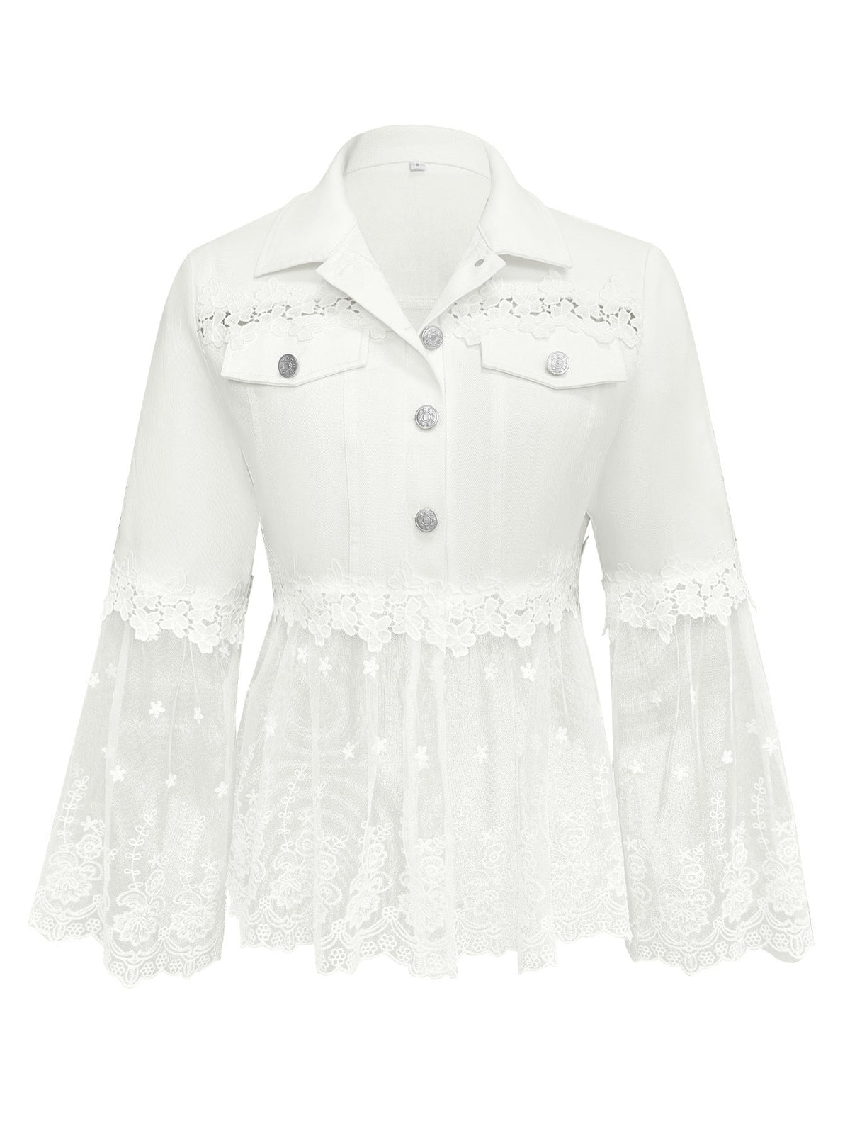 Susanne™ | Giacca bianca con volant traforato