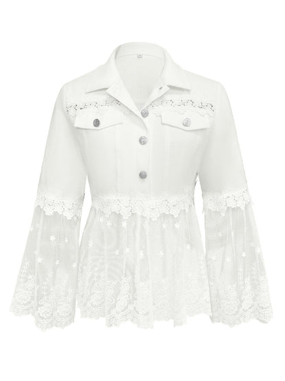 Susanne™ | Giacca bianca con volant traforato