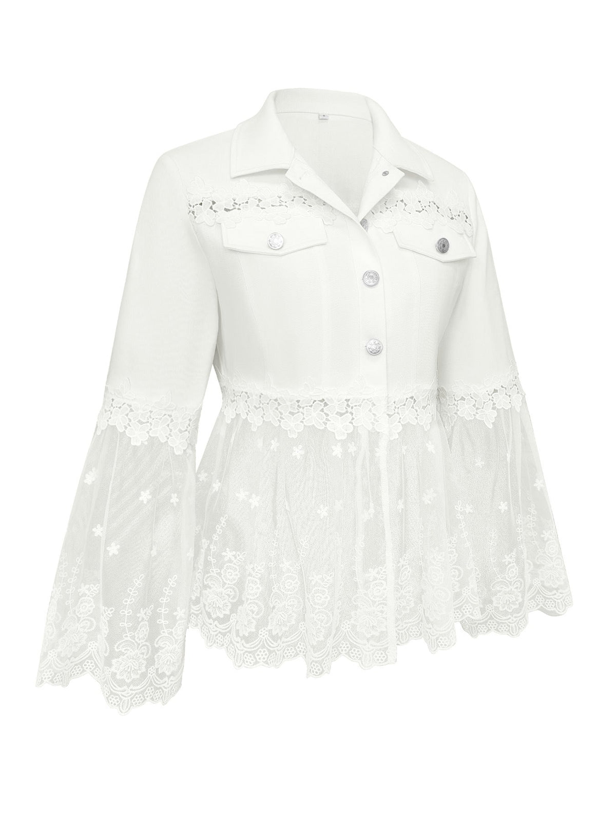 Susanne™ | Giacca bianca con volant traforato