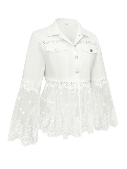 Susanne™ | Giacca bianca con volant traforato